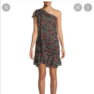 Veronica Beard Ballard Printed One-Shoulder Mini Dress 8